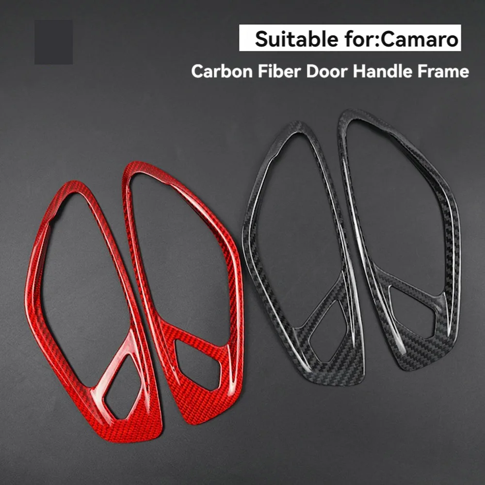 Car Styling Real Dry Carbon Fiber Interior Inner Door Pull Bowl Handle Trim Cover Panel Frame For Chevrolet Camaro 2016-2023