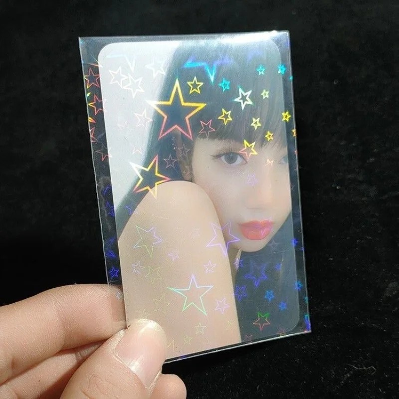 50PCS 65x90 58x87 Big Stars Acid Free Laser Stars Game Cards Protector Holographic clear Card Film Sleeves for OTG Cards