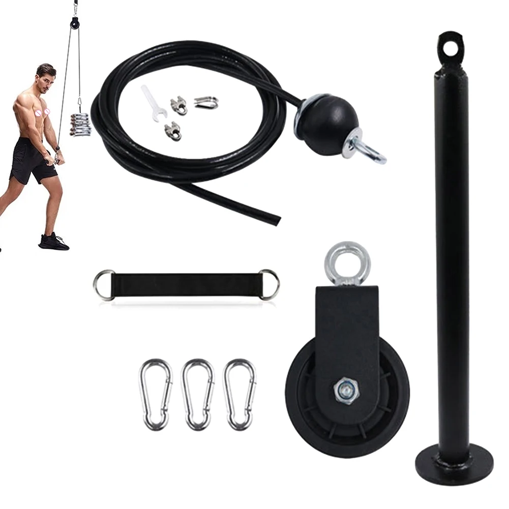 DIY Fitness Pulley Cable Machine Attachment with Pully Loading Pin Hanging Strap for Pull Downs Biceps Curl Forearm Shoulder