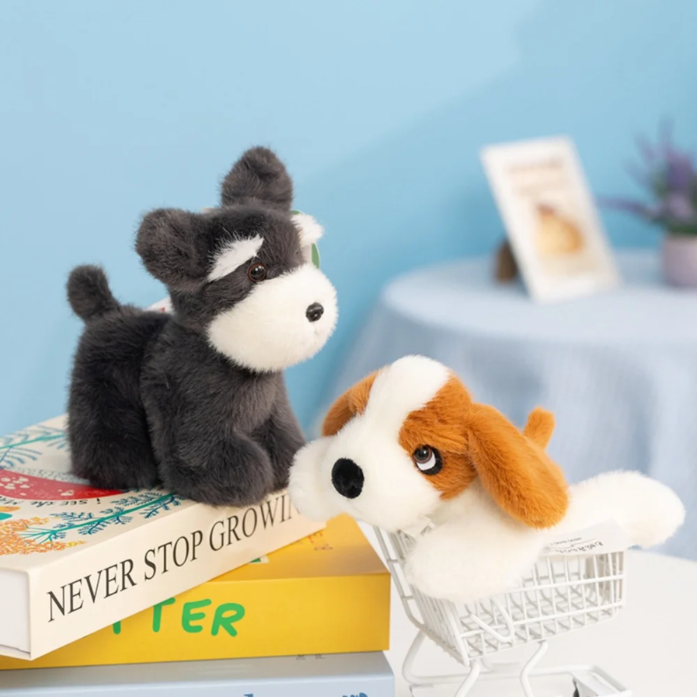 ตุ๊กตาสุนัขพันธุ์น่ารัก ตุ๊กตาการ์ตูนยืนนอน ตุ๊กตาสัตว์เลี้ยง ของเล่นสุนัขพันธุ์โกลเด้นรีทรีฟเวอร์ ชเนาเซอร์ บิชอง ของขวัญ