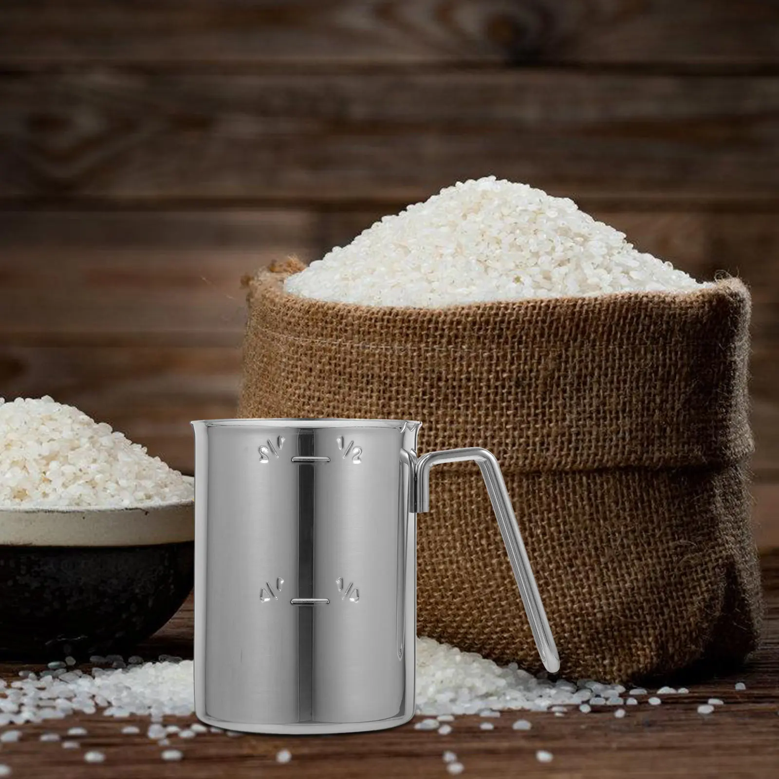 500Ml Stainless Steel Rice Measuring Cup with Built-in Graduated Scale Ideal for Rice Cooking Porridge Making Steaming