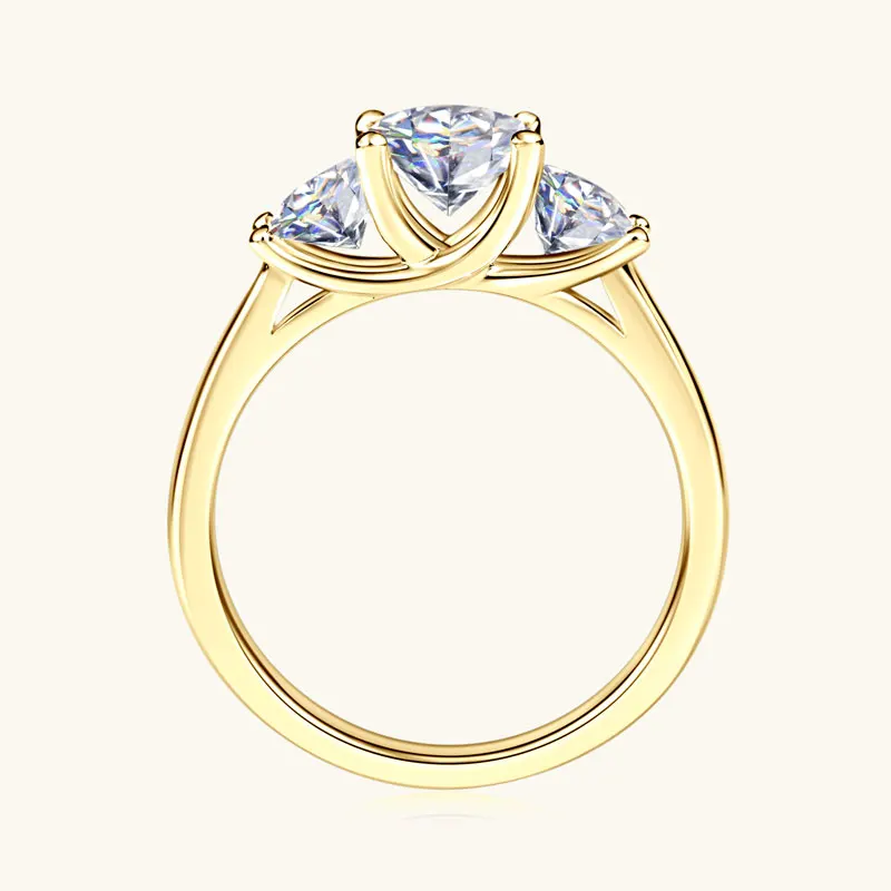 IOGOU 2cttw. D-E Moissanite Diamond Ring for Women 925 Silver Three Stones Wedding Promise Bands Finger Jewelry 14k Gold Plated