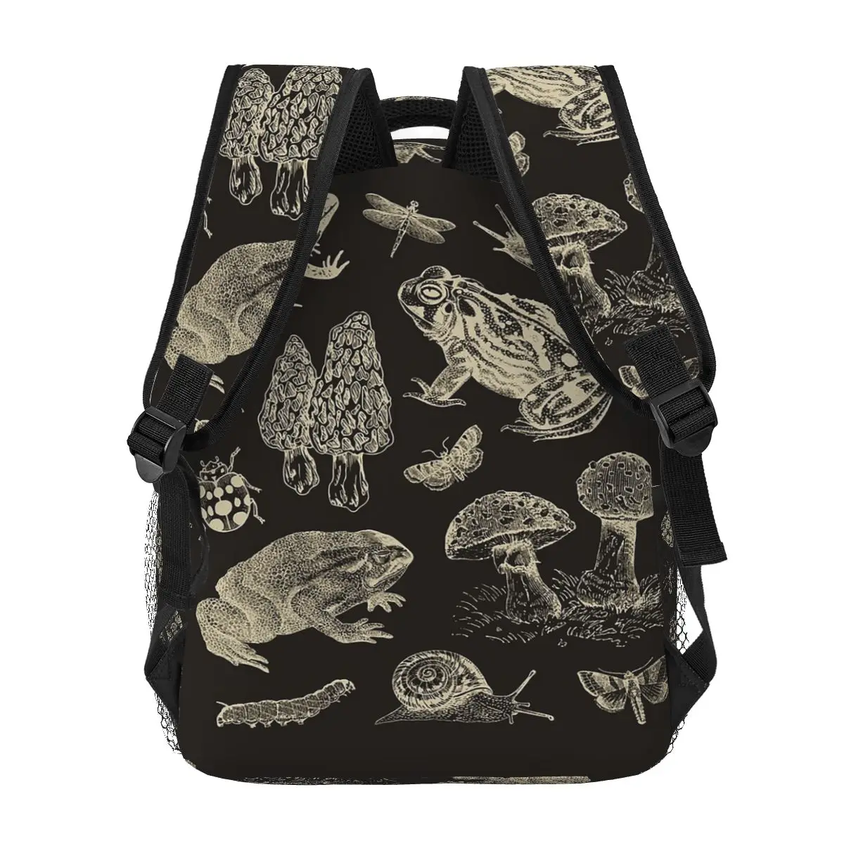 Frog, Mushroom, Snail, And Moth Insects Backpacks Boys Girls Bookbag Students School Bags Travel Rucksack Shoulder Bag