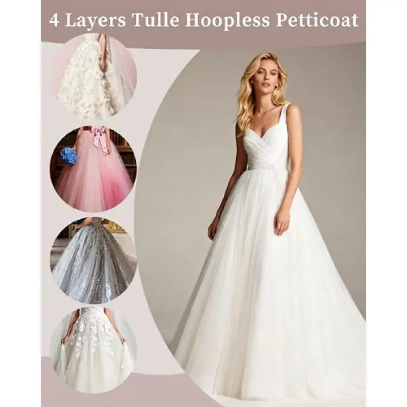 Hoopless Crinoline Petticoat A-line Tulle Underskirt Women's Floor Length  Ball Gown Slip for Birdal Wedding Dresss - AliExpress