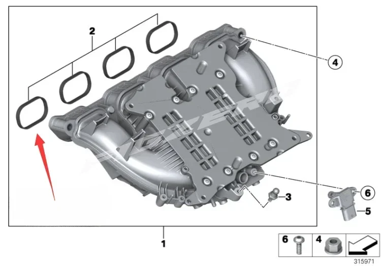 China Brand New Genuine Figzero 4pcs Inlet Manifold Gasket For BMW 1 2 3 4 5 Series X1 X3 X4 X5 11612297462