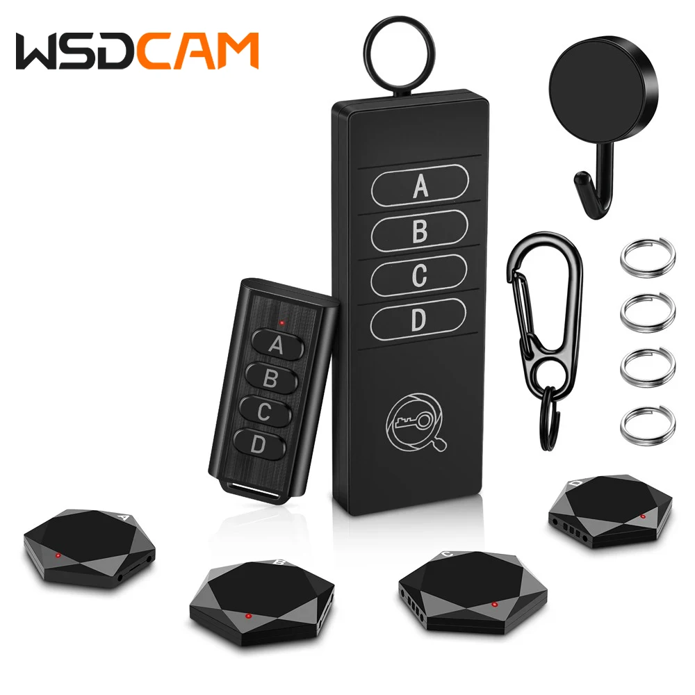 

Wsdcam Wireless Key Finder Locator Sensor Pet Tracker Wallet Tracker with 164ft Remote Control for Anti-Lost Alarm 4 Receiver