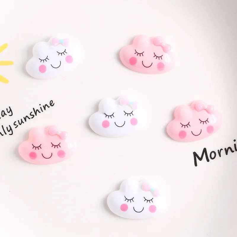 5pcs Cartoon Shy Cloud Flatback Resin Charms Crafts Embellishments Diy Cabochons Decoration Accessories 26x17mm