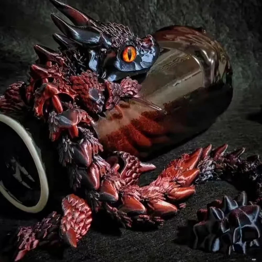 1pc Charming 3D Printed Double-Horned Dragon Figurine with Random Eyes - Ideal for Car Ornament, Home & Car Decor, Living Room