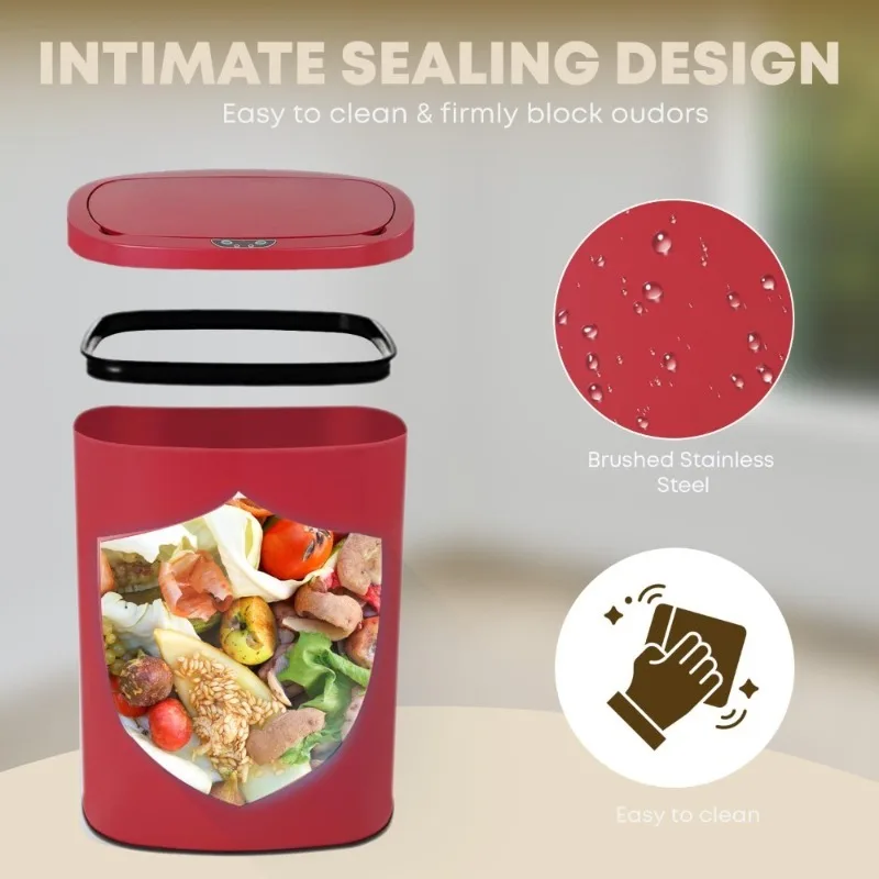 سلة مهملات المطبخ الأوتوماتيكية التي تعمل باللمس 13 جالون 50 لتر مع غطاء سلة المهملات المحمولة لمكتب غرفة نوم الحمام