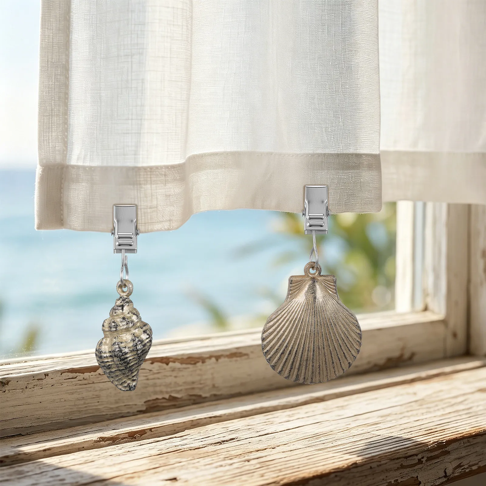 4Pcs Elegant Shell Shaped Tablecloth Weights Table Cover Clips Wind Resistant Outdoor Dining Party Decor Reusable Compact Small