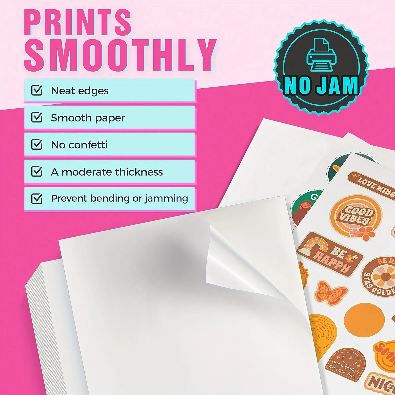 10 Sheets 8.5x11 inch Self-Adhesive Sheets Matte White Printable Vinyl Sticker Paper for Inkjet & Laser Printer Waterproof