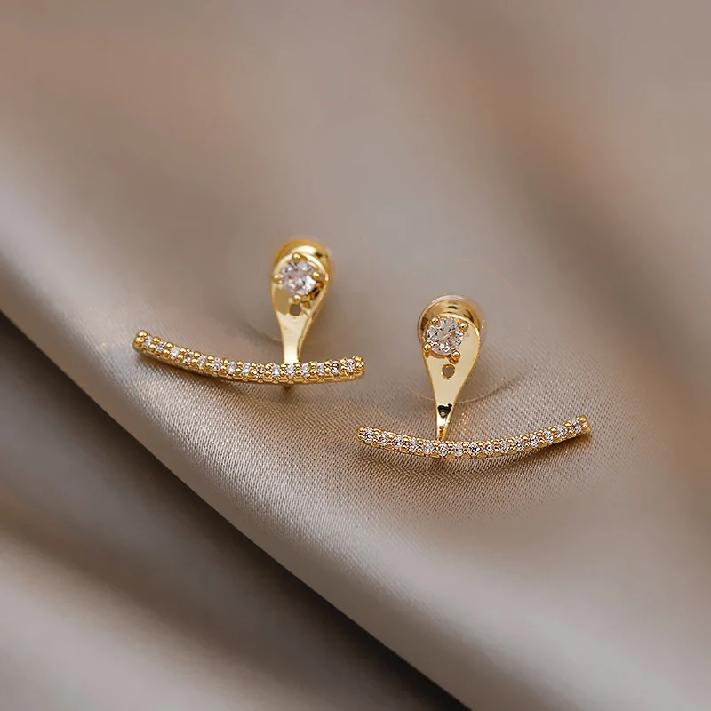 2022 New Exquisite Bling Crystal Simple Stud Earrings for Women Ins Original Fashion Statement Earrings Female Party Jewelry