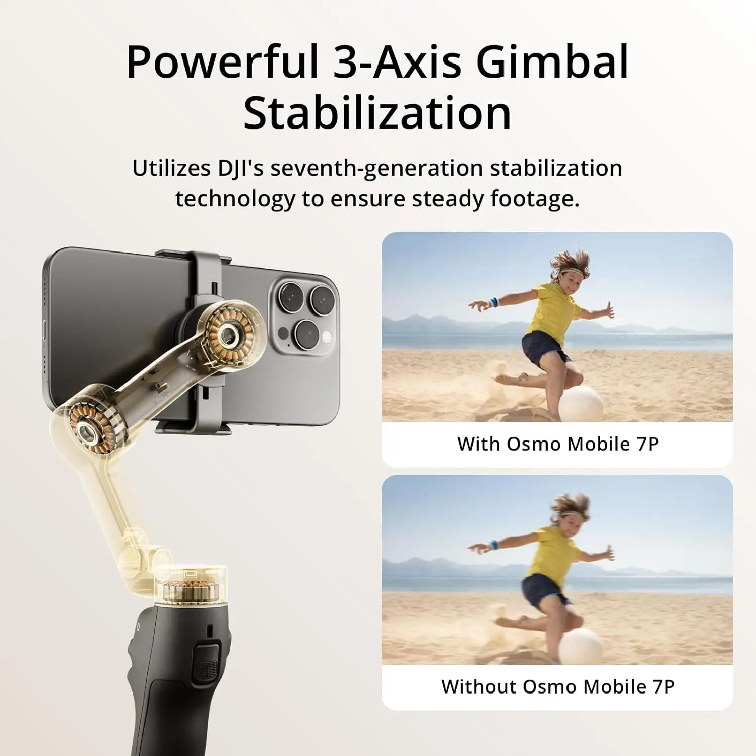 DJI-Osmo Mobile 7P تثبيت Gimbal قوي ثلاثي المحاور ، عمر بطارية 10 ساعات ، شحن هاتف ، أصلي ، جديد