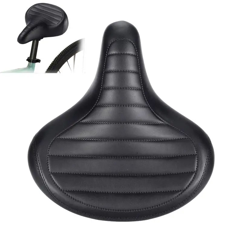 Soft Wide Bicycle Saddle Comfortable Bike Seat Vintage Bicycle PU Saddle Pad Waterproof Shock Absorption bicycle Parts Accessory