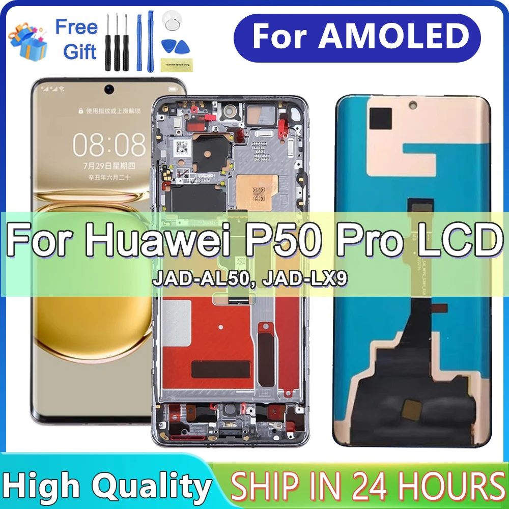 

6.6''For HUAWEI P50 Pro For P50Pro JAD-AL50 JAD-LX9 JAD-AL00 LCD Display Touch Screen Digitizer Assembly Replacement