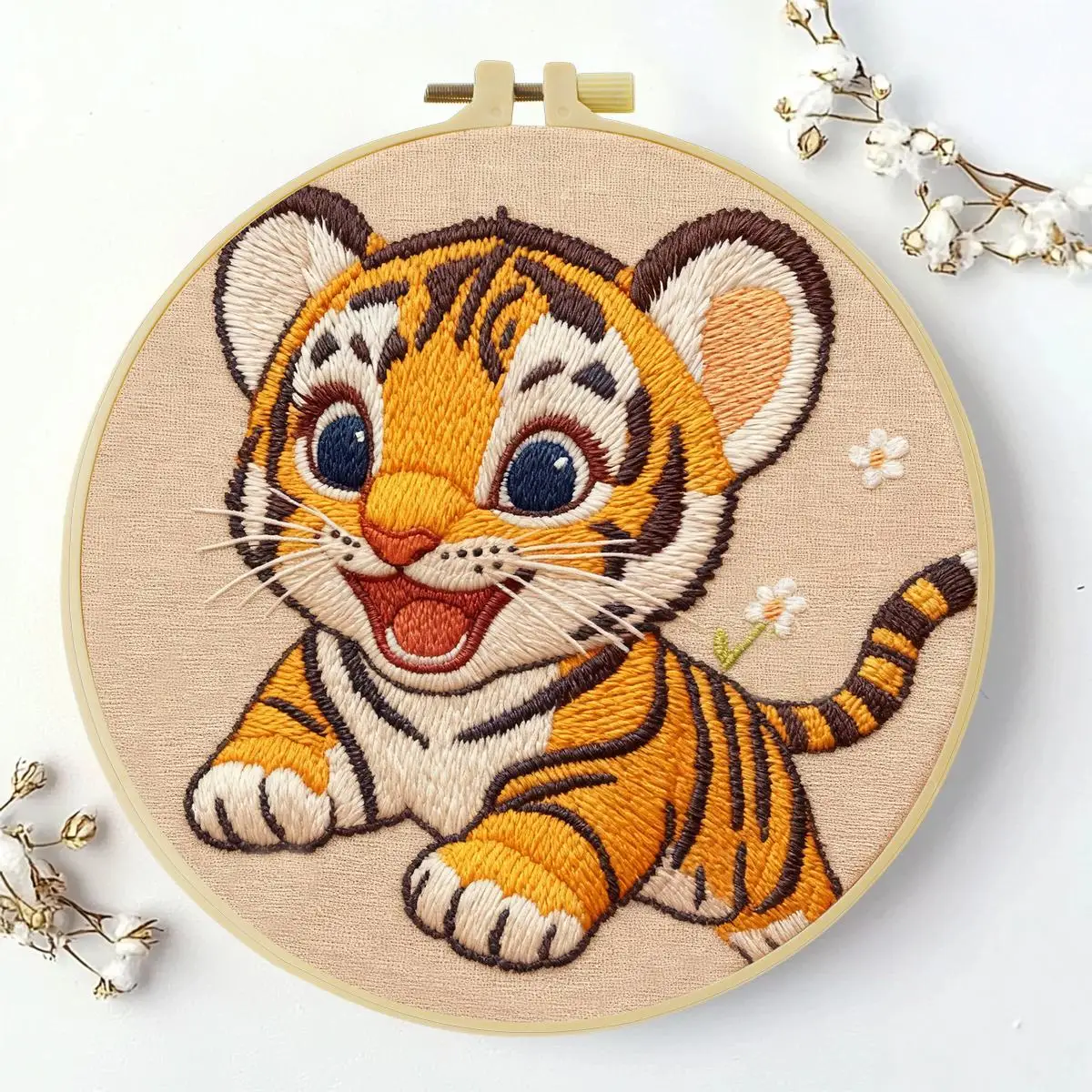 1 Stück 20X20CM/15X15CM 7,87/6,3 Zoll Tier - Tiger Stickerei Starter-Kit DIY-Kit DIY-Stickerei-Set Handarbeiten Heimdekoration – Detail 2