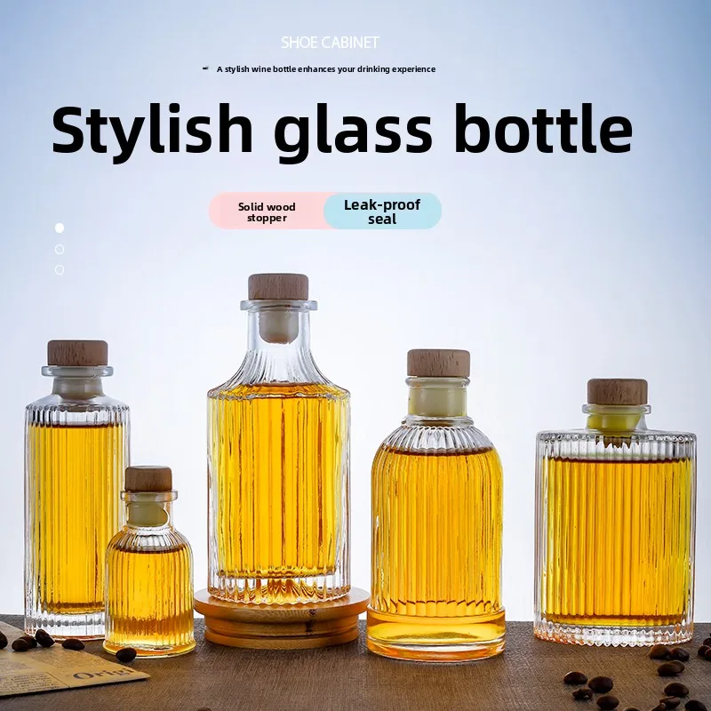 Delicate Striped  Wine Bottle Attractive Portioning Small Pottery Cold Brew Coffee Container Handheld Glass Bottle Fruit ...