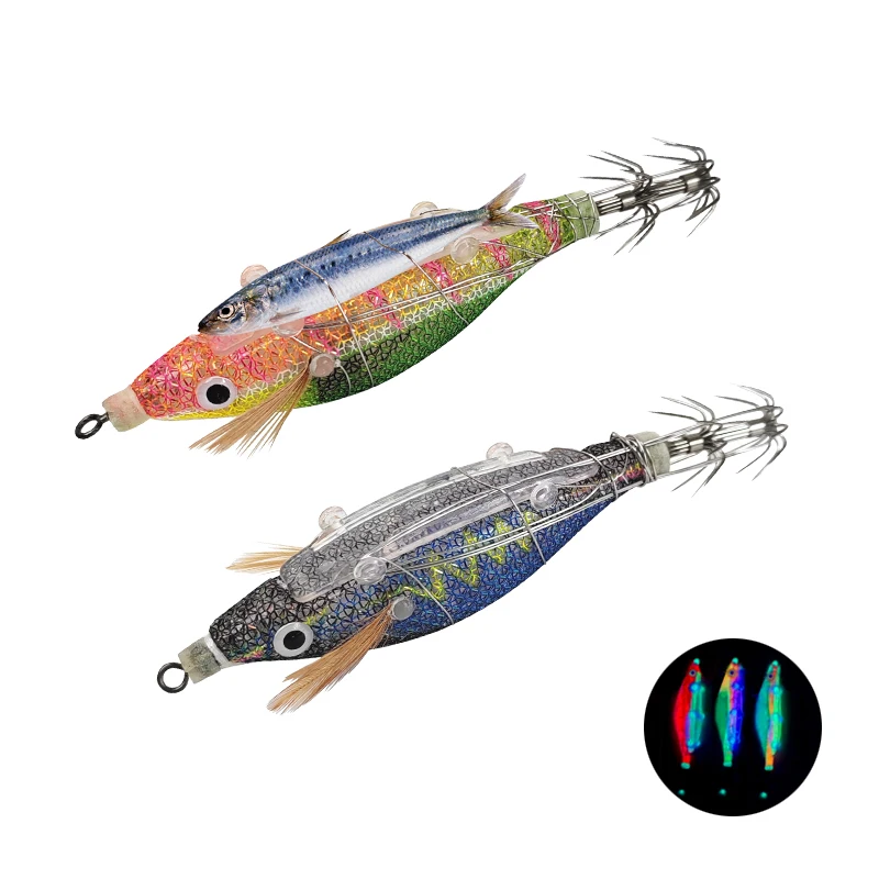 1pcs Squid Lure Luminous Squid Jig 2.0# 85mm 8.2g Artificial Bait For Webfoot Octopus Egi Cuttlefish Sea Fishing Lures