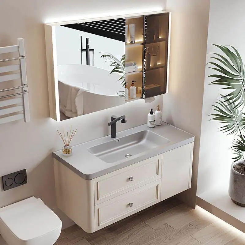 Oak bathroom cabinet rock integrated master bedroom bathroom ceramic hand wash face basin combination