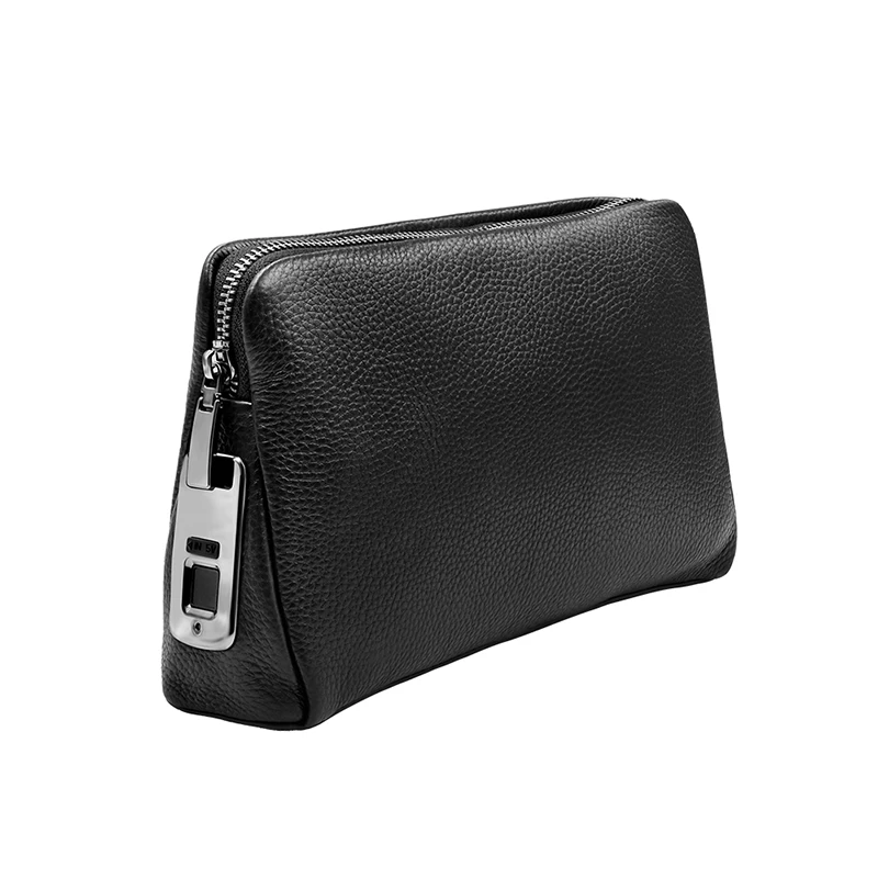 Men\'s Fingerprint Lock Bags for men Leather Hand Bag Male Long Money Wallets Mobile Phone Pouch Men Messenger Bag Anti-Theft