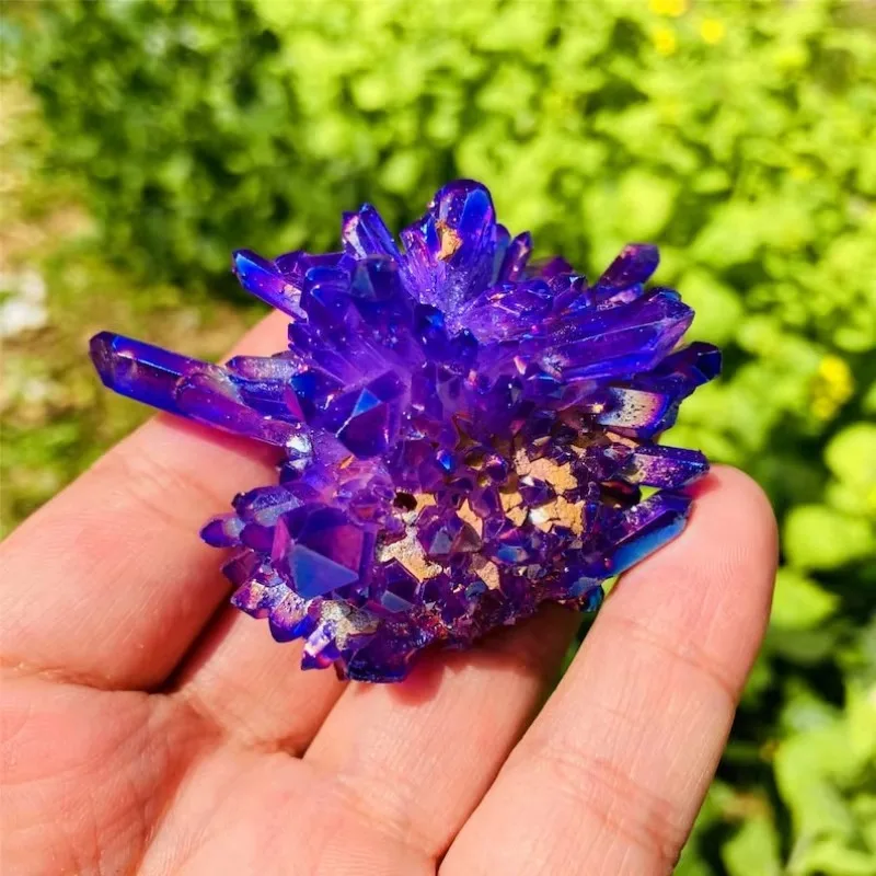 1pc Rainbow Titanium Purple Aura Quartz Crystal Cluster,Crystal Point,Quartz Vug,Mineral Specimen,crystal Reiki Gifts