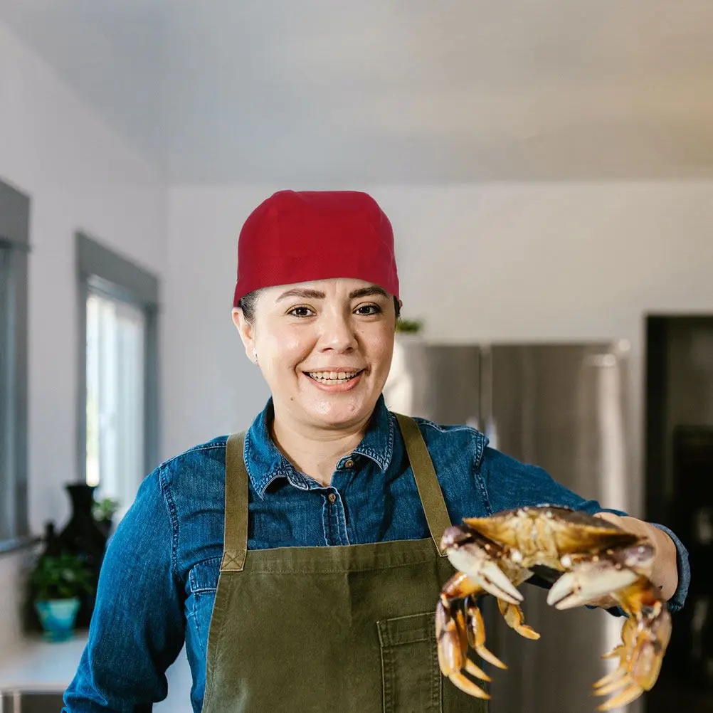 2Pcs Chef Caps Easy Adjust Fit Most Head Sizes Comfortable Long Wear Kitchen Cooking Serving Hat Restaurant Cook Uniform Hat
