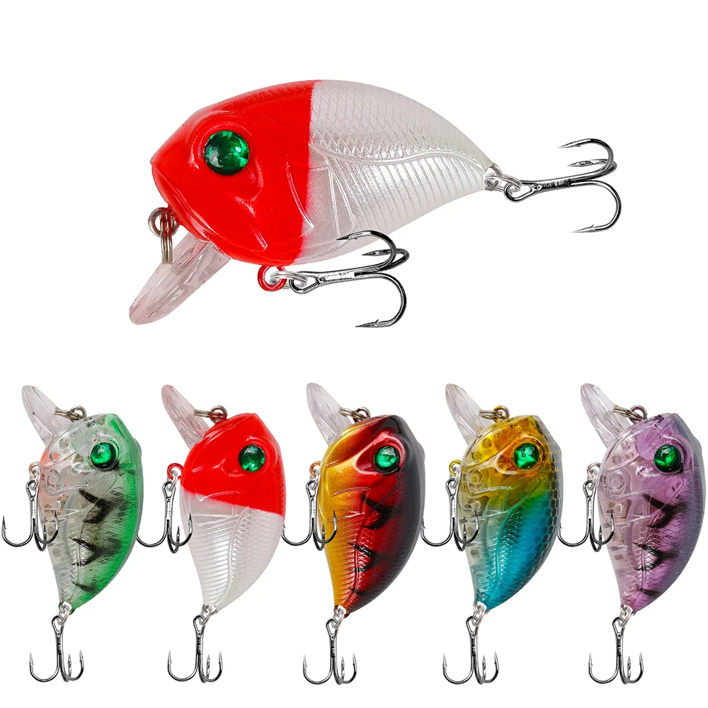 1pcs/lot 8g 4.5cm Crank Fishing Lures 3D eyes Isca Artificial Hard Bait Wobblers Crankbaits Pesca Fishing Tackle 5 Colors