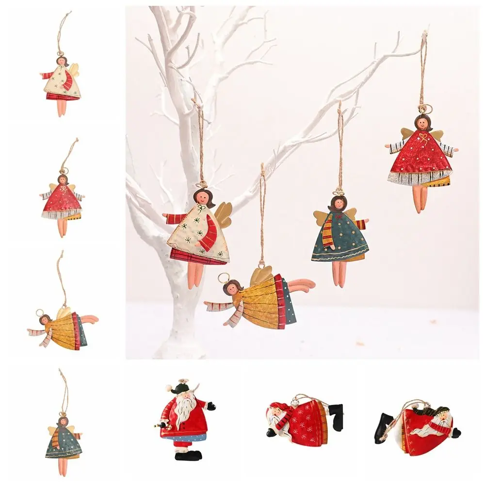 Angel Girl Xmas Angel Girl Pendant DIY Hand-painted Christmas Santa Ornaments Iron Craft Santa Claus Christmas Tree Accessories