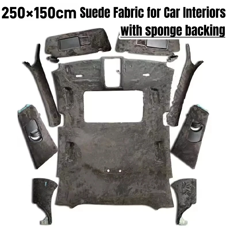 

Car Roof Headliner Fabric with Foam Backing Soft Suede Leather Material for Car Interior Trim DIY Upholstery Repair Replacement