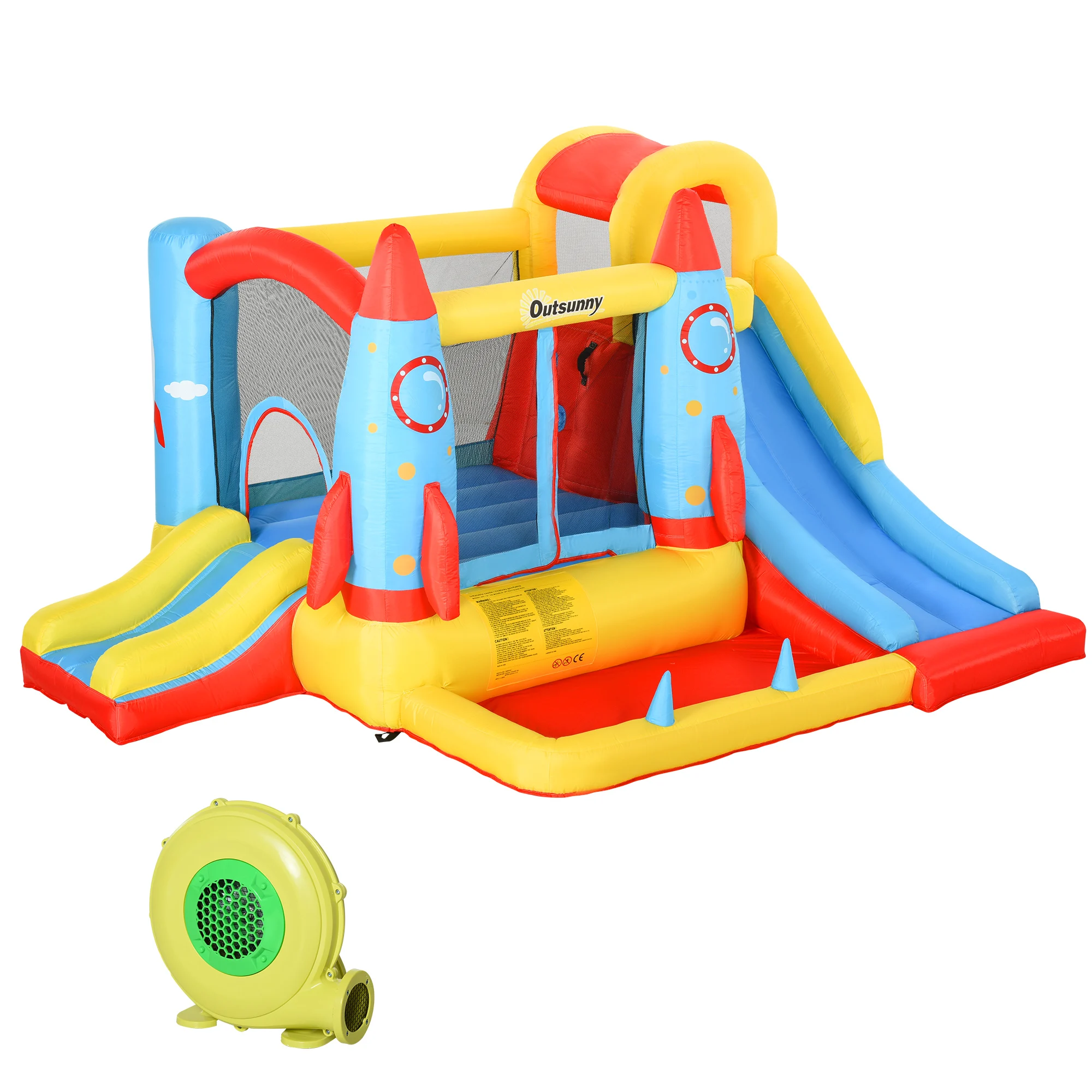 Château gonflable Outsunny avec lit de saut de piscine à 2 diapositives 330X265X185 cm