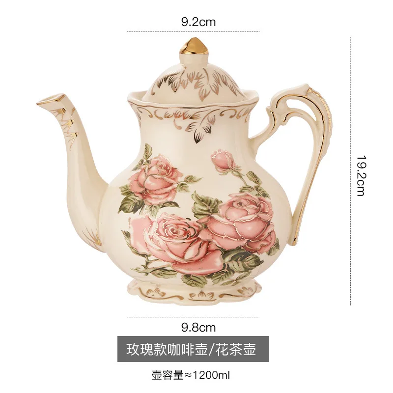 European ceramic coffee pot, retro palace style flower teapot, afternoon tea Kung Fu tea set, household tea maker, hot and cold