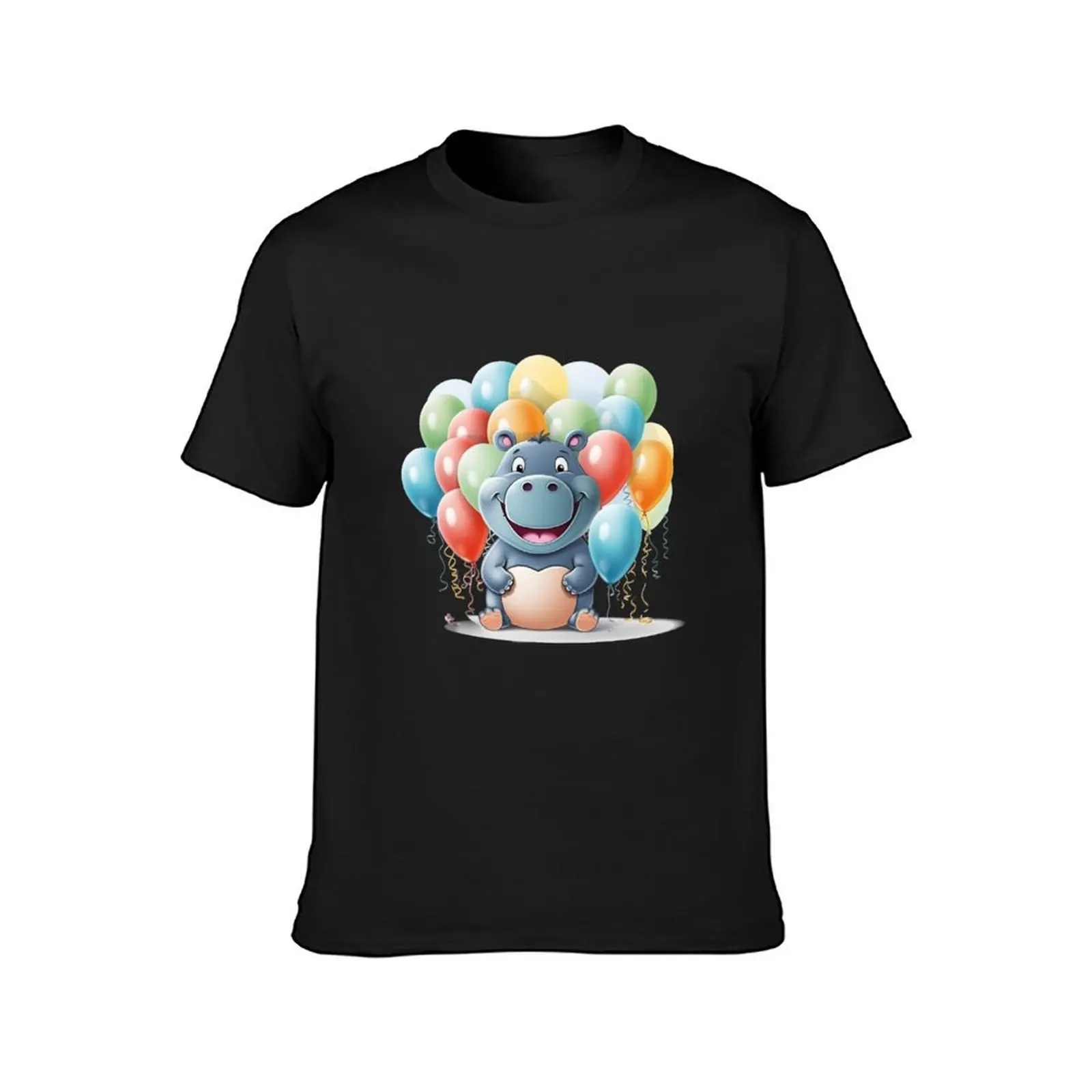 Cute hippo and balloon T-Shirt cute clothes Blouse animal prinfor boys vintage T-shirt men