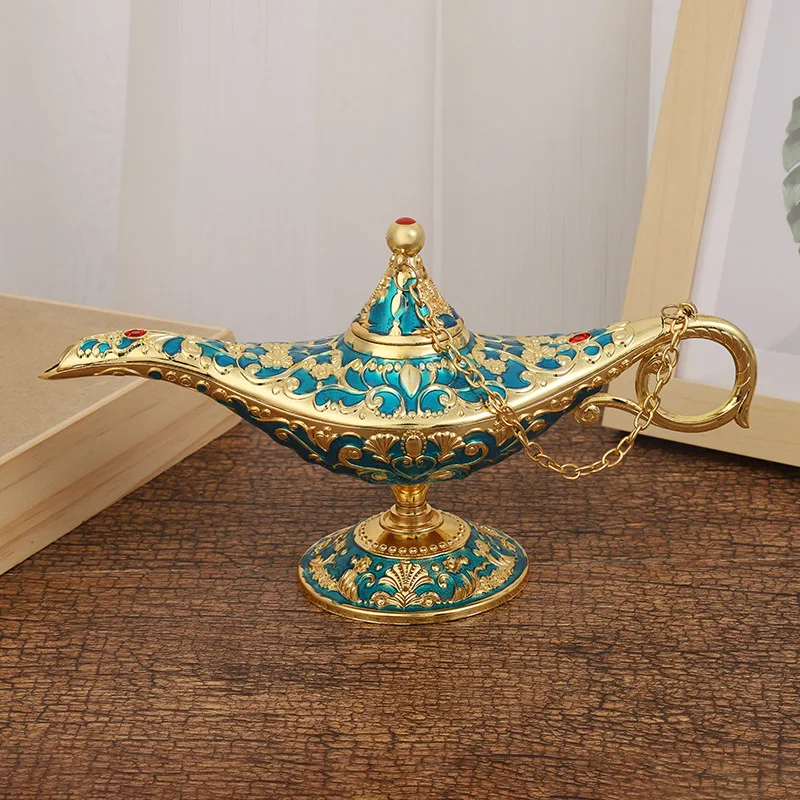 Aladdin Lamp Medium 21x11cm Creative Metal Wishing Lamp Home Decor Sculpture Unique Housewarming Gift Living Room Decoration