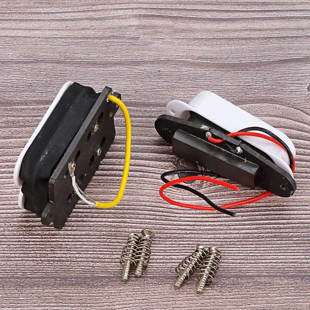 A Set of White Guitar Pickup Set Alnico 5  for 4 Strings Bass Guitar or Cigar Box Guitar Replacement