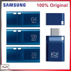 SAMSUNG Type-C 400 เมกะไบต์/วินาที 512G แฟลชไดรฟ์ 256G 128G 64GB ไดรฟ์ปากกา USB 3.1 Flashdisk Memory Stick สําหรับ PC/โน้ตบุ๊ค/สมาร์ทโฟน/แท็บเล็ต