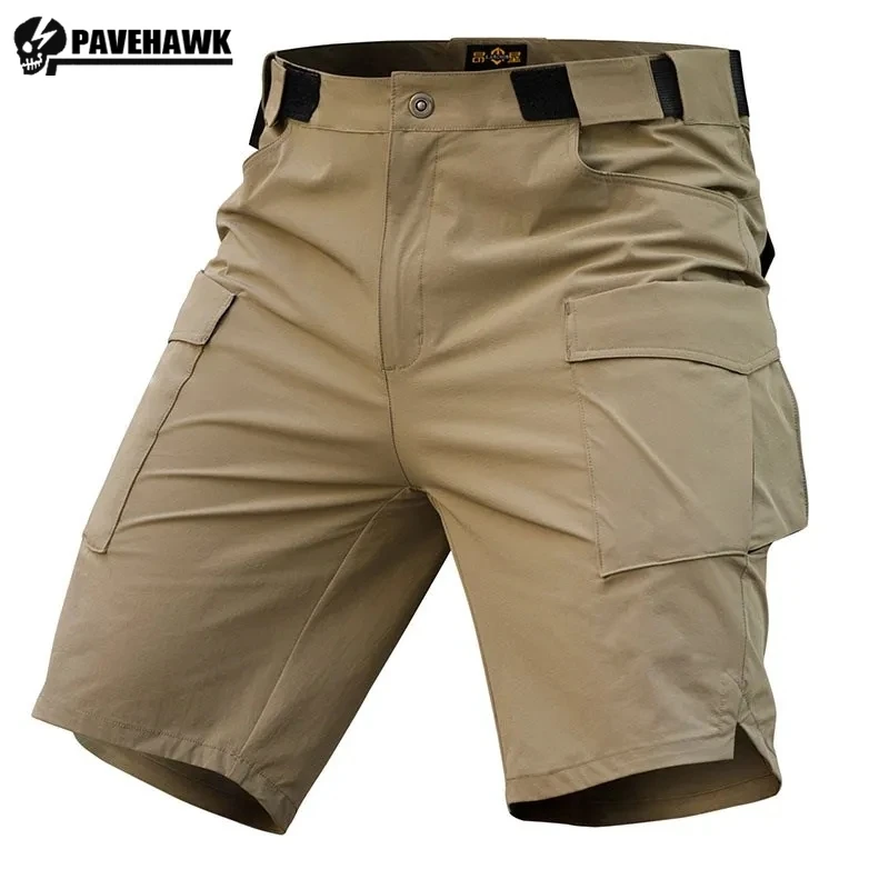 

Summer Elasticity Tactical Cargo Shorts Mens Thin Multi Pocket Quick Drying Quarter Pants Mosquito Repellent Sports Overalls