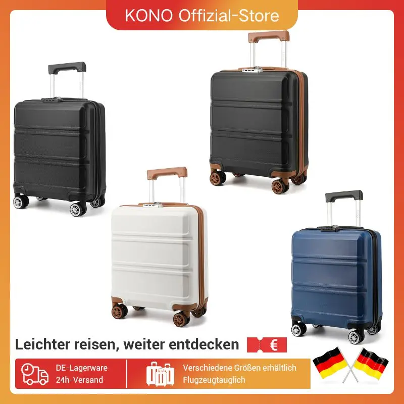 حقيبة أمتعة يدوية من كونو مقاس 45 × 36 × 20 سم، حافظة صلبة خفيفة الوزن مع 4 لفات وقفل TSA Easyjet