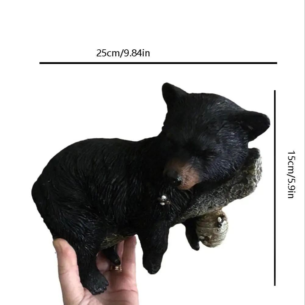 Sleeping Bear Cub Resin Statue, Tree Hanging Decorative Figurine, Garden Animal Ornament, Small Resting Bear Sculpture