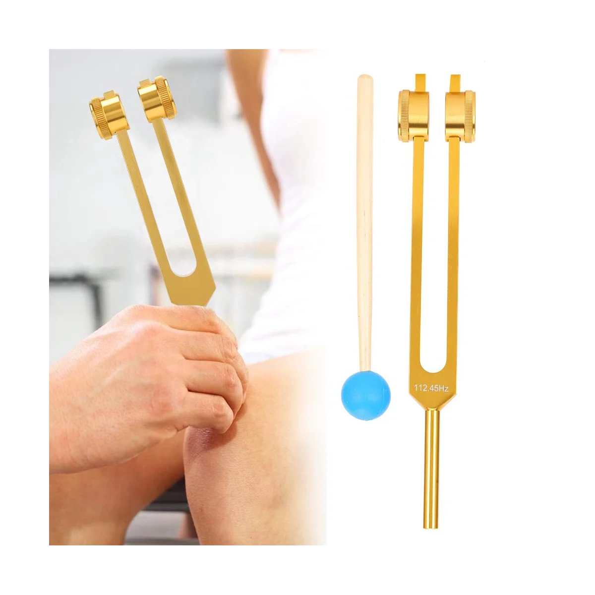 Aluminum Alloy 112.45HZ Tuning Fork with Hammer,Chakra Tuning Energy Forks, Yoga Meditation Tuning Energy Fork