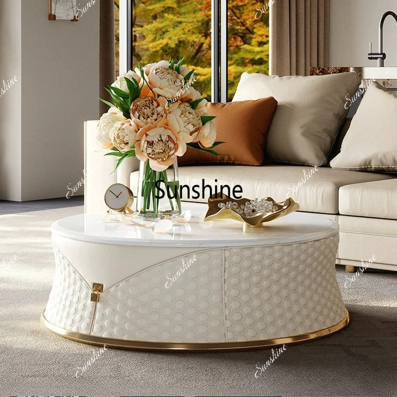

Modern light luxury coffee table living room household small apartment high-end round coffee table