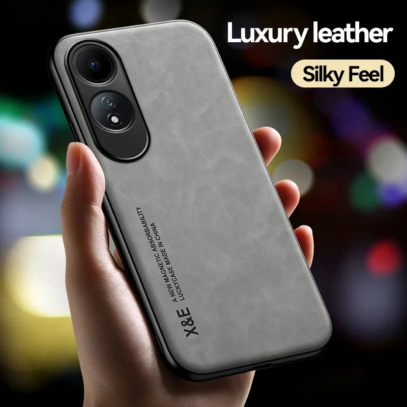 Luxus Ledertasche für Oppo A60 4G A79 A58 A78 A98 A57 A97 A96 A95 A74 A53 A32 Abdeckung mit Metallplatte halterung