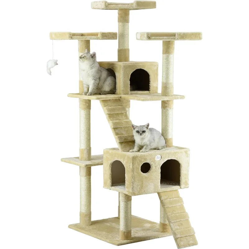 

72" Tall Extra Large Cat Tree Kitty Tower Condo Cat House for Indoor Cats Play Scratch Hide Climb Activity Furniture with Toy