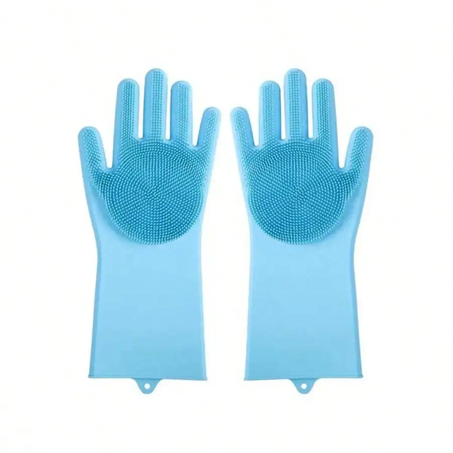 Pet Grooming Gloves(Random Color) - Heat Resistant Silicone Gloves With High-Density Teeth, Enhanced Five Finger Design For Bathing And Massaging Dogs And Cats