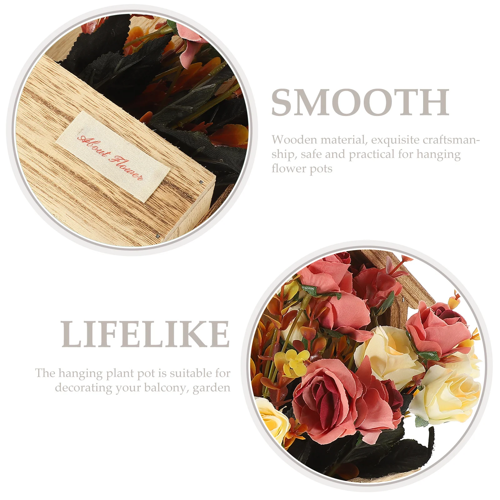 

1Set European Style Wooden Hanging Basket Simulation Flower Wall Decoration Home Office Wall Ornament Silk Flower in Wood Basket