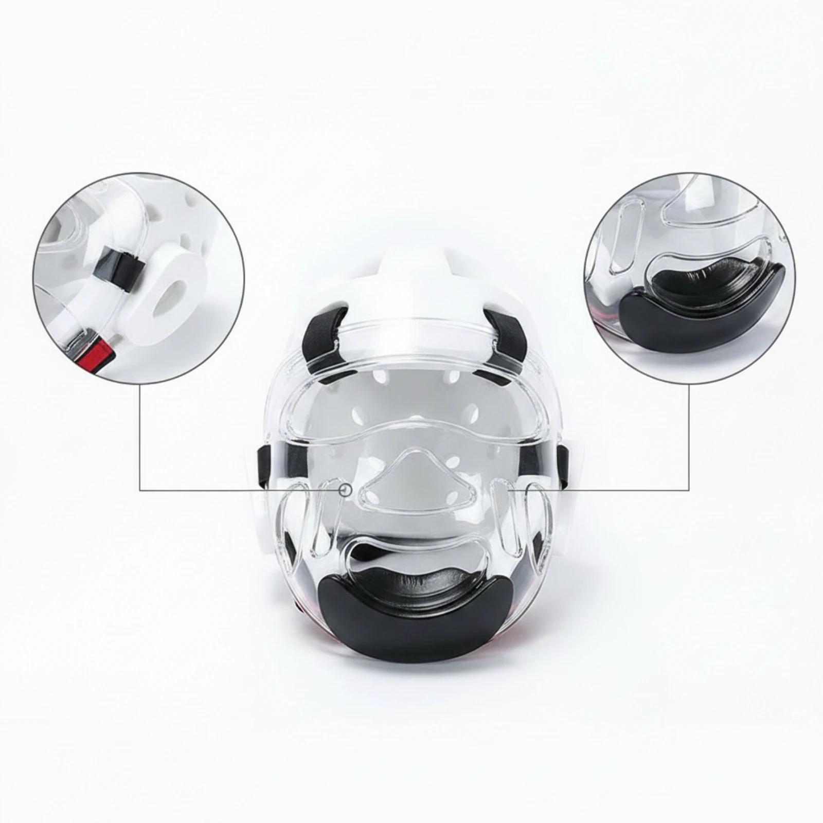 Taekwondo Face Visor Adjustable Taekwondo Headgear with Face Visor Breathable Transparent