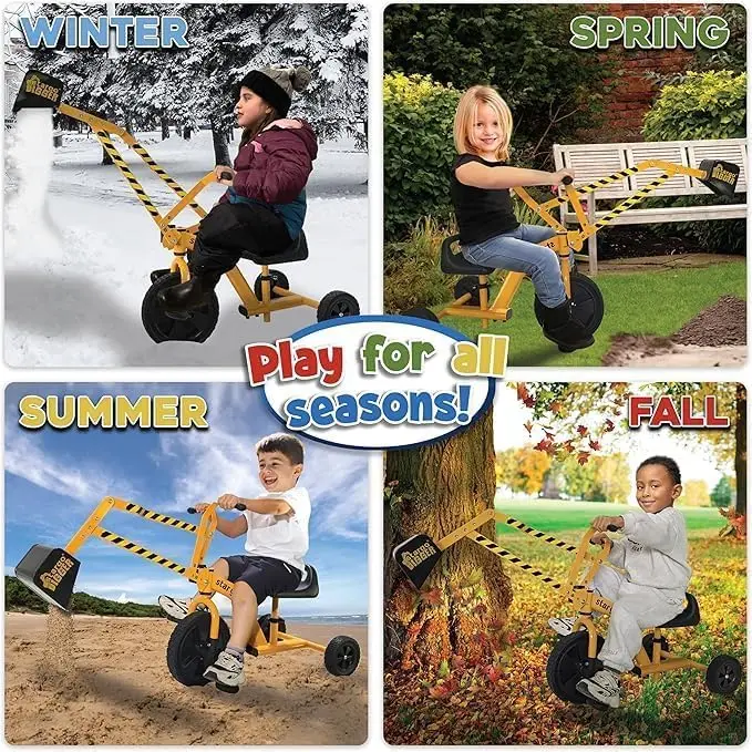 دراجة ثلاثية العجلات لحفار الرمال للأطفال مع دواسات ، مقود ، سكوتر ، عجلة دوارة ، حفارة ركوب ، لعبة بناء ، دراجة ثلاثية العجلات #4