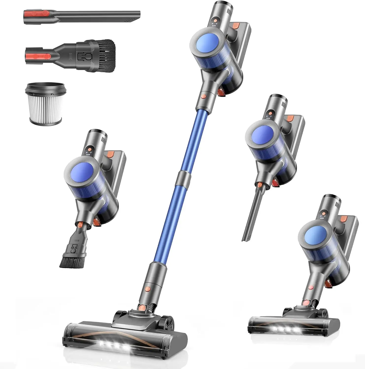 Cordless Stick Vacuum Cleaner with 50KPA Suction, 55Min Runtime, LED Display for Pet Hair & Carpet Cleaning