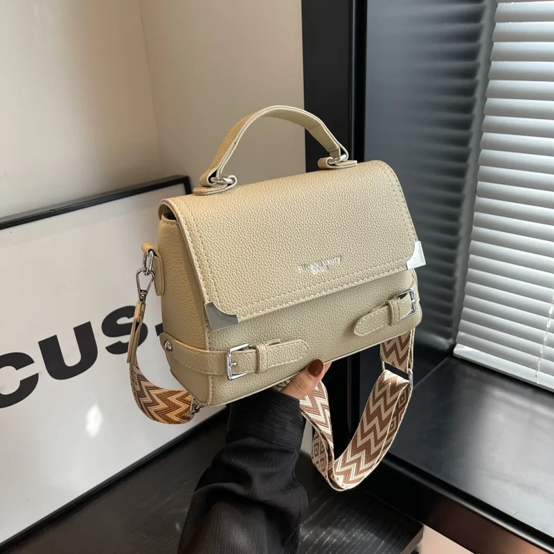 Tote Bags Women Small Handbags New Fashion Trend High Quality PU Leather Ladies Shoulder Bags Vintage Wide Strap Messenger Bag