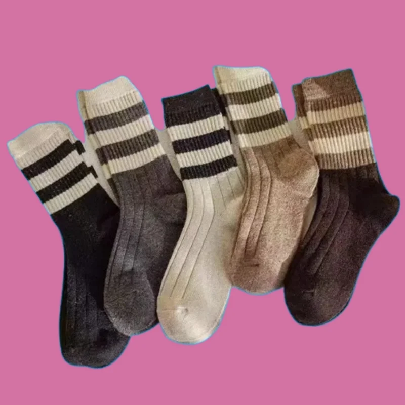 

5/10 Pairs 2024 Women's Socks Spring Stacked Socks Winter Forest Retro Sports Socks Women's Autumn and Winter Middle-tube Socks