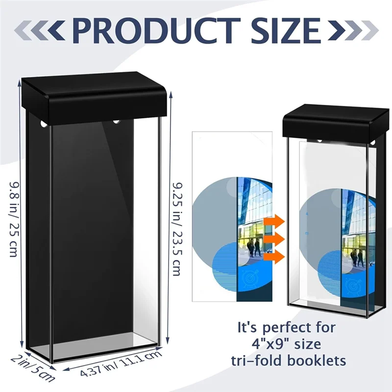 ABZV-ฝาปิดอะคริลิคใสกันน้ํากลางแจ้งผู้ถือโบรชัวร์ 4X9 นิ้ว Wall Mount วรรณกรรมกล่องสําหรับแผ่นพับเมนู